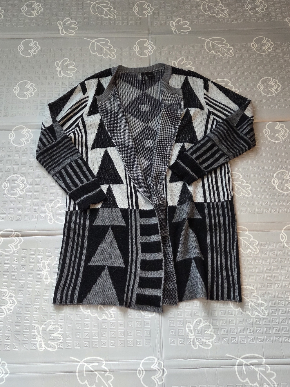New Directions Womens Knitted Open Long Cardigan Aztech Knit Design Size XL